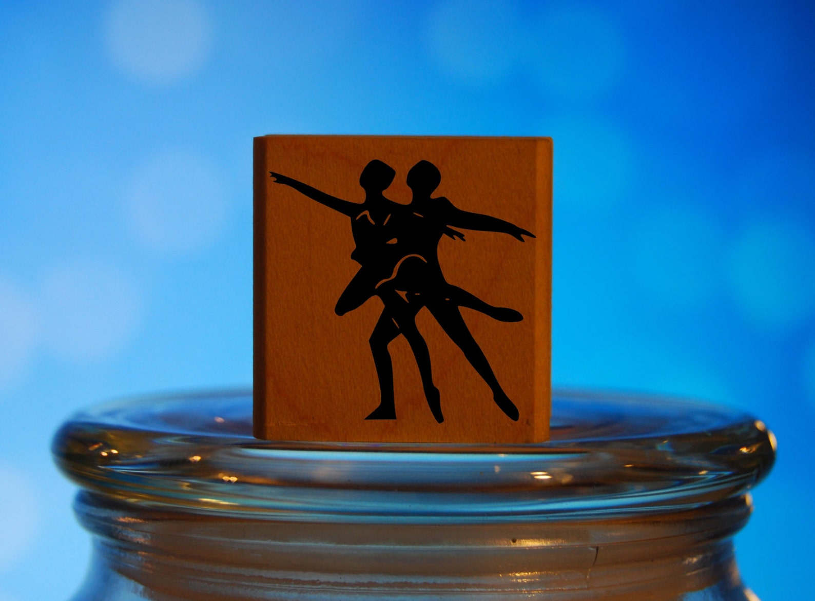 ballet dancers rubber stamp mounted wood block art stamp