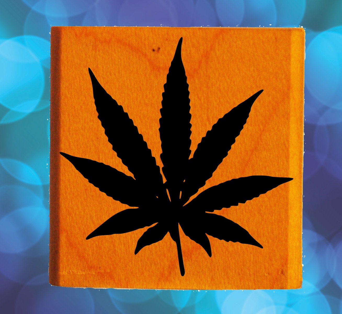 Cannabis Leaf Rubber Stamp Mounted Wood Block Art Stamp | Etsy