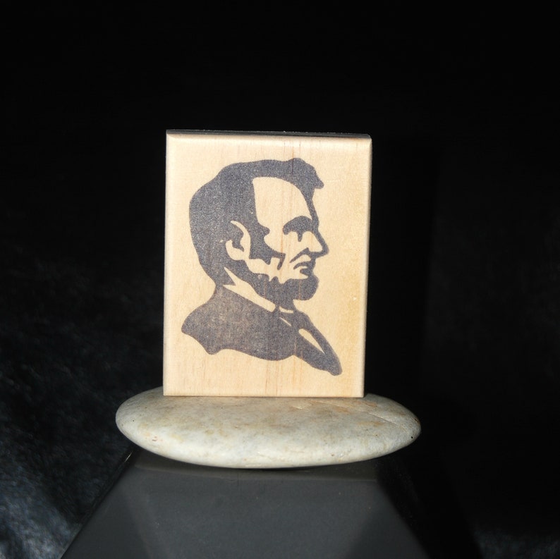 Abraham Lincoln Rubber Stamp Mounted Wood Block Art Stamp Etsy