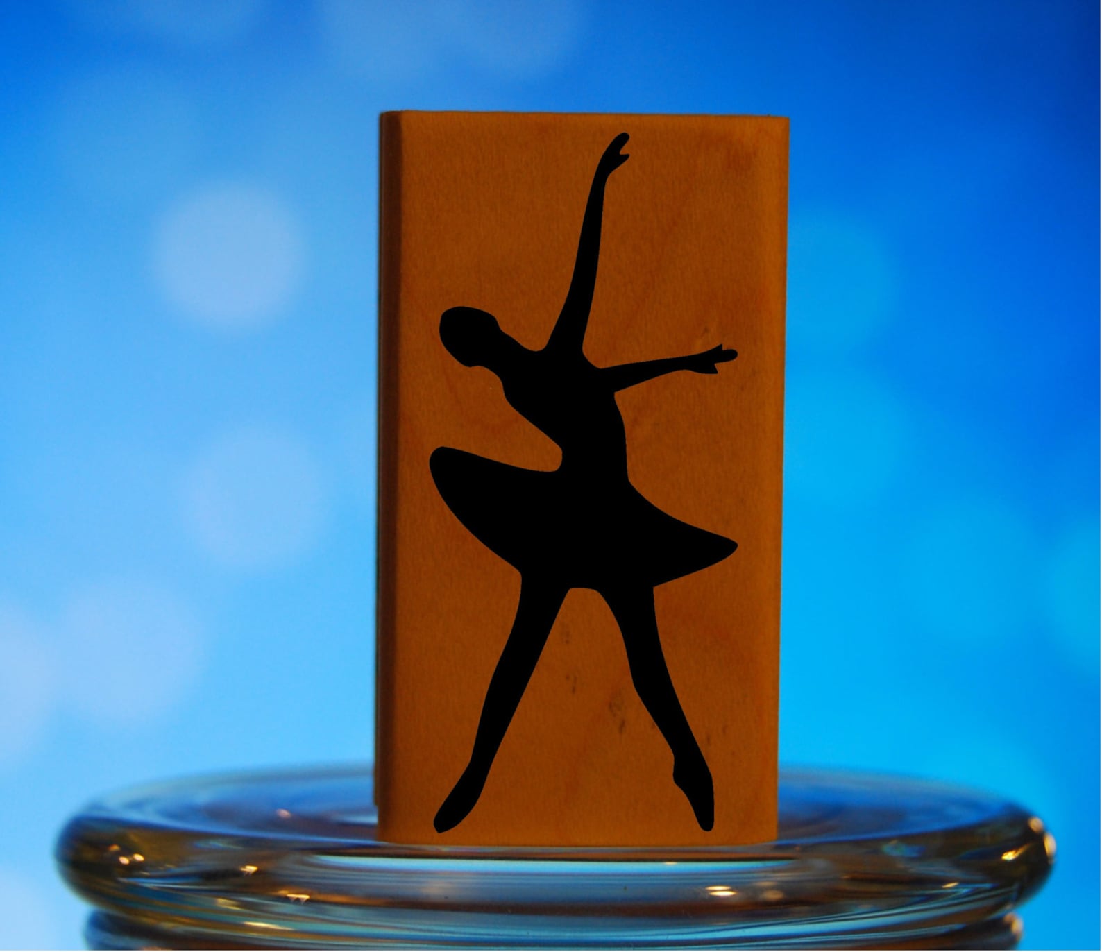 ballet dancer rubber stamp mounted wood block art stamp