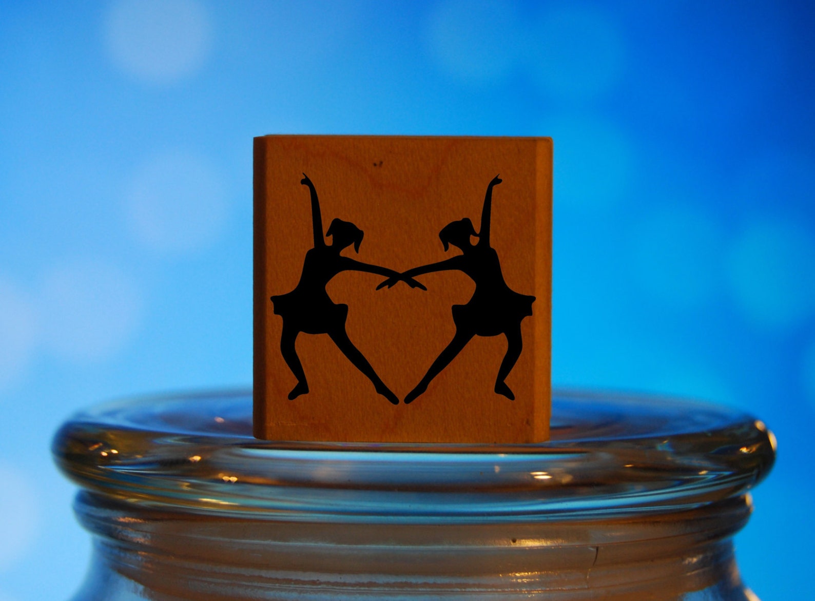 ballet dancers rubber stamp mounted wood block art stamp