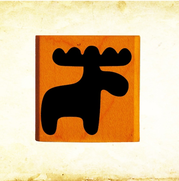 moose design. Hand carved rubber stamp