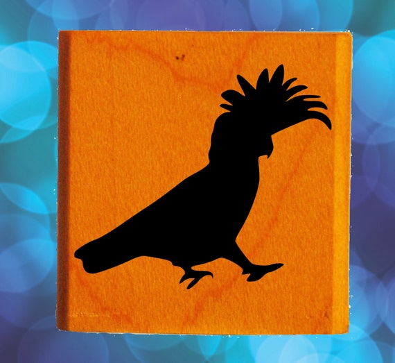 Cockatoo Sitting Rubber Stamp Mounted Wood Block Art Stamp