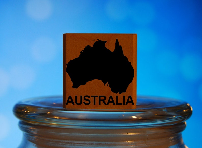 Australia Rubber Stamp Mounted Wood Block Art Stamp