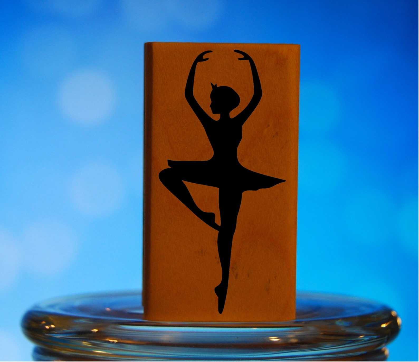 ballet dancer rubber stamp mounted wood block art stamp