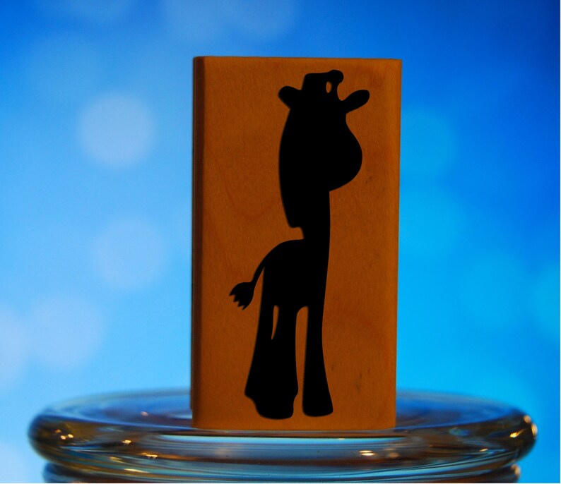 Adorable Giraffe Rubber Stamp Mounted Wood Block Art Stamp