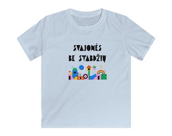 Kids Tee , Lithuanian language Dream Big Lietuva  souvenir Lithuania gift Vilnius travel shrt  Softstyle Tee