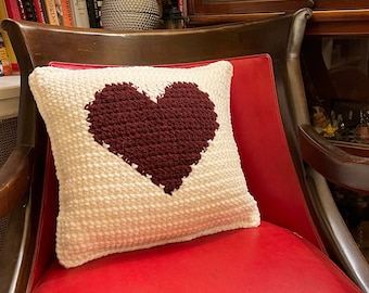 Super Soft Love Heart Double Sided Crochet Pillow - Pink and Red
