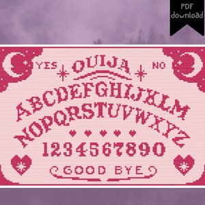 Pink Hearts Ouija Board - Cross Stitch Pattern - DIGITAL DOWNLOAD