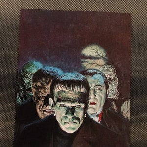Diseño de impresión artística de iconos de terror de MONSTRUOS UNIVERSALES, foto de 8 x 10, Drácula, Frankenstein, hombre lobo
