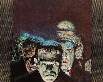 UNIVERSAL MONSTERS horror icons art print design 8x10 photo Dracula Frankenstein wolfman