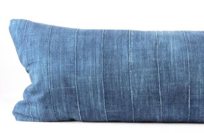 Royal Blue mudcloth pillow large lumbar vintage indigo mud Etsy