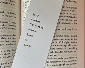 Custom Typewriter Bookmark – Personalized Character List, Book Lover Gift