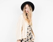 AMAZING Vintage Creme Terrycloth Oversized Jacket S hipster cardigan womens outerwear overcoat oversized coat off-white eggshell