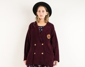 VINTAGE burgundy RALPH LAUREN corduroy coat S-M hipster jacket coat womens outerwear overcoat jacket red wine