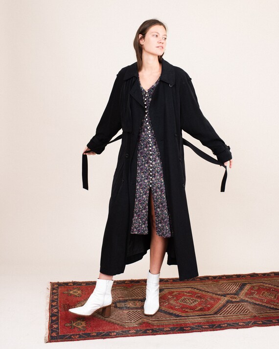 Vintage Oversized Black Trench Coat / S/M