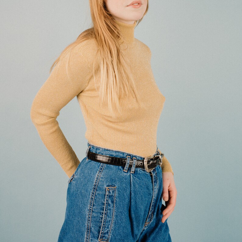 gold sparkle turtleneck
