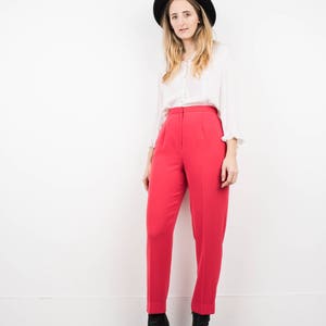 AMAZING Vintage Coral High Waist Trousers / S / hipster pants festival trousers boyfriend red pink tapered pants image 7