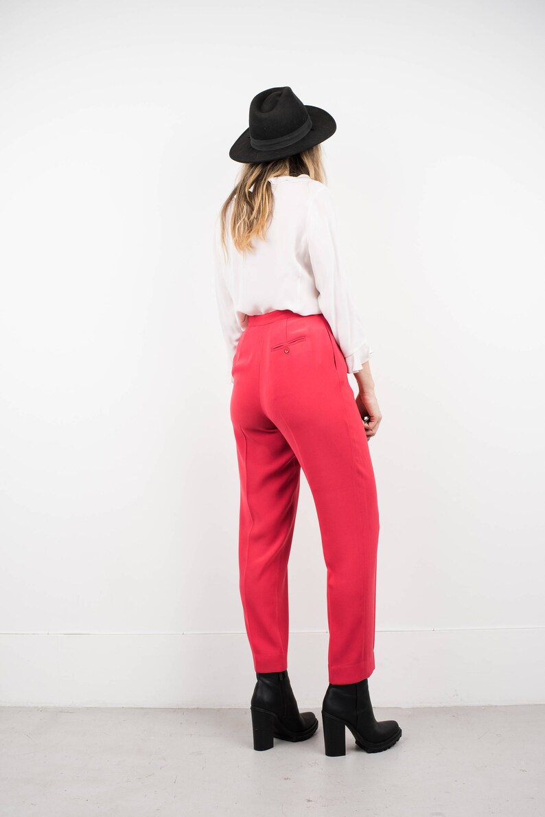 AMAZING Vintage Coral High Waist Trousers / S / hipster pants festival trousers boyfriend red pink tapered pants image 8