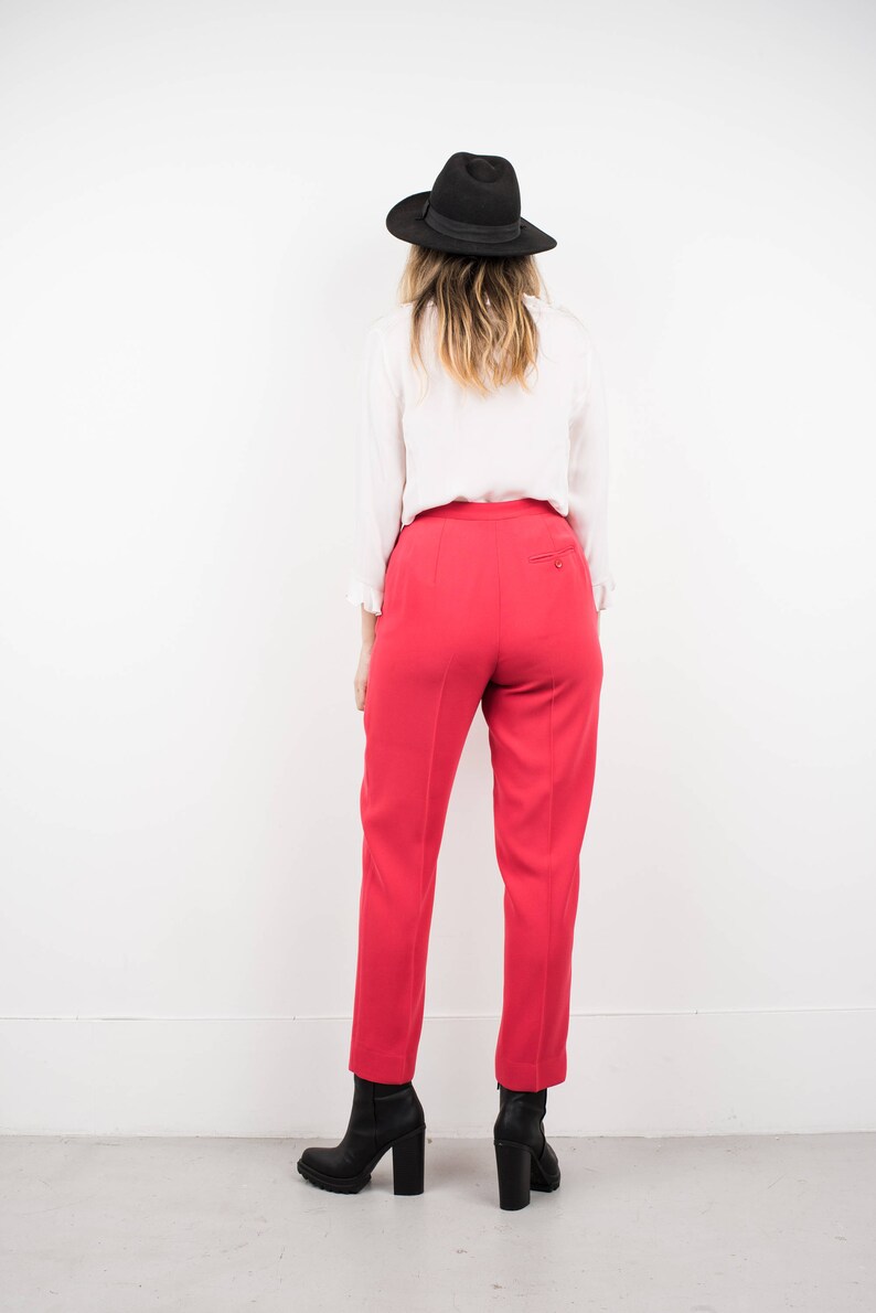 AMAZING Vintage Coral High Waist Trousers / S / hipster pants festival trousers boyfriend red pink tapered pants image 5