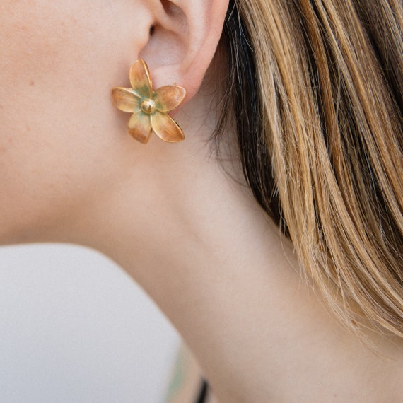 VINTAGE WATERCOLOR FLOWER Statement Earrings