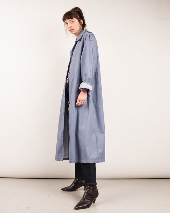 Vintage Lavender Blue Oversized Trench Coat - Lon… - image 6