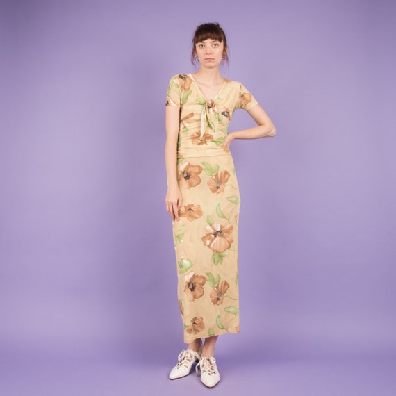 Vintage 90s Vanilla Floral Two Piece Set / XS/S