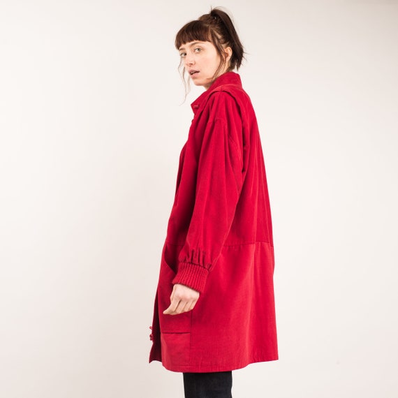 Vintage Ruby Red Corduroy Chore Jacket / S/M