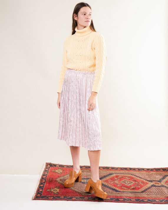Vintage Lilac Pleated Satin Skirt / S/M