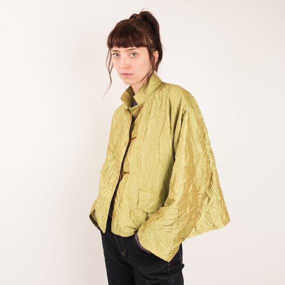 Vintage Lime Green Crinkle Jacket / S