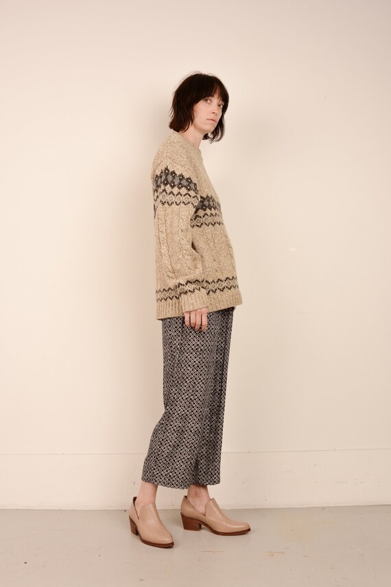 Vintage Black and Beige Abstract Easy Pants / S/M