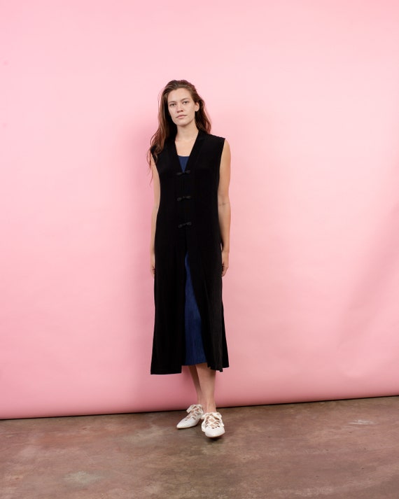 Vintage Black Slinky Sleeveless Cardigan / S/M