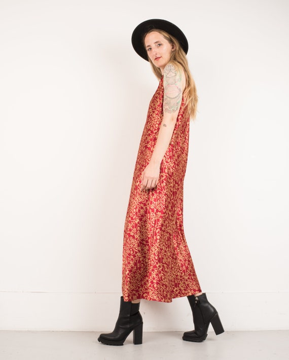 gold maxi slip dress