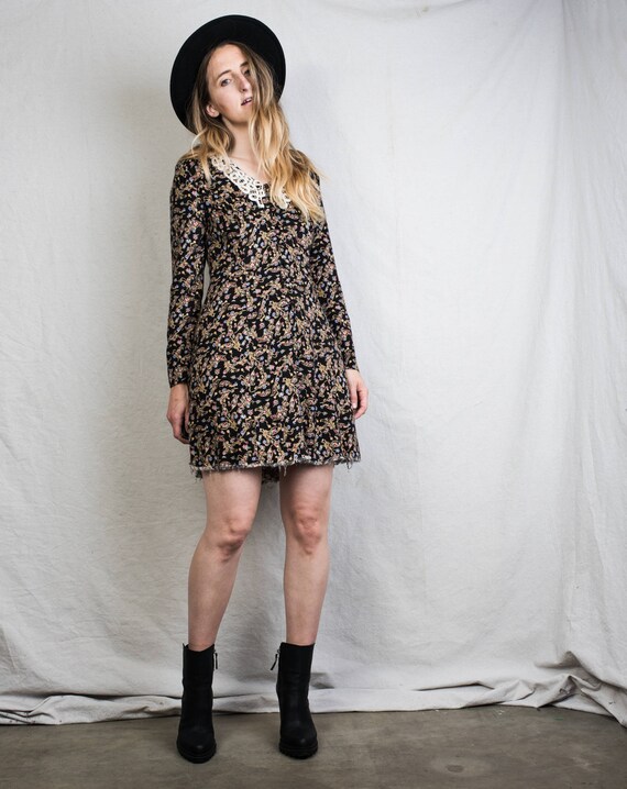 AMAZING Vintage Long Sleeve Floral Dress S hipster dress festival dress flower girl boho dress bohemian summer dress raw hem AMAZING Vintage Long Sleeve Floral Dress S hipster dress festival dress flower girl boho dress bohemian summer dress raw hem