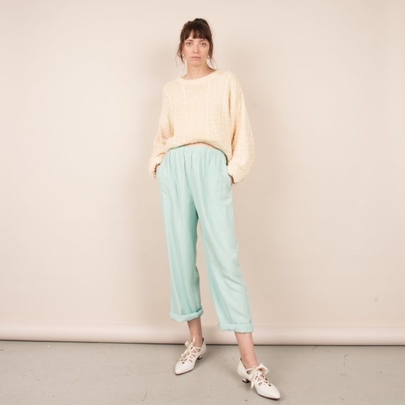 Vintage Silk Aqua Pastel Easy Pants / S/M