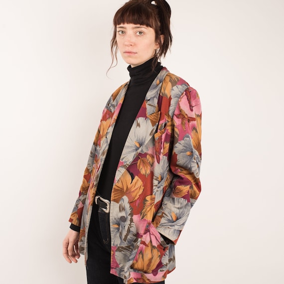 Vintage Floral Oversized Blazer / S