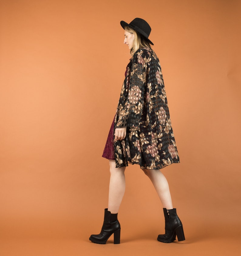 Vintage Sheer Floral Oversized Chiffon Cardigan SM