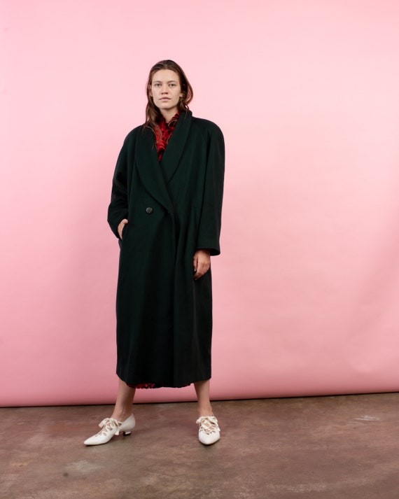Vintage Oversized Hunter Green Wool Coat / S/M/L