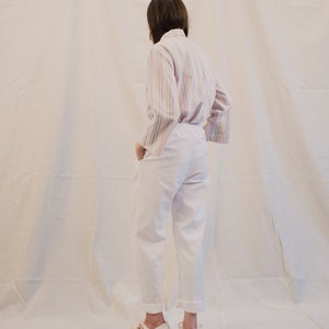 Vintage White Utilitarian Pants Elastic Waist, High Rise Side Pockets, Front Stitched Crease Red Kap Label, Size XS, Cascade Uniform image 2