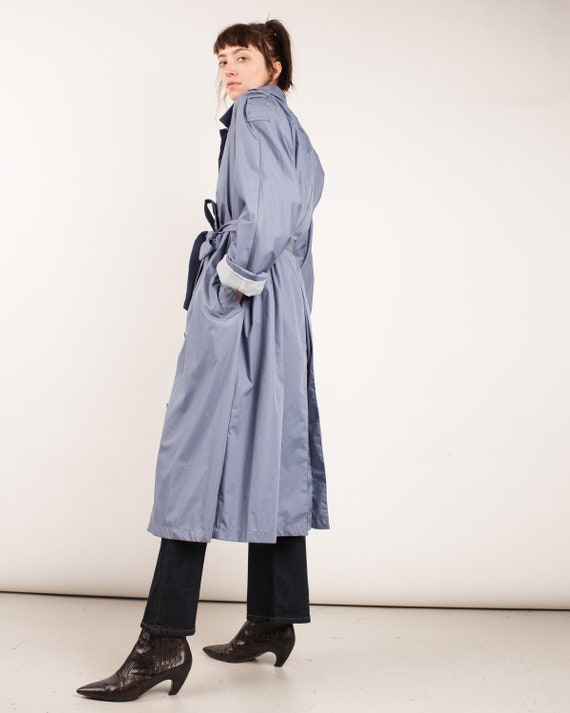 Vintage Lavender Blue Oversized Trench Coat - Lon… - image 2