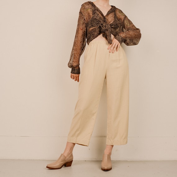 VINTAGE CREME SILK High Rise Trousers / S / pants