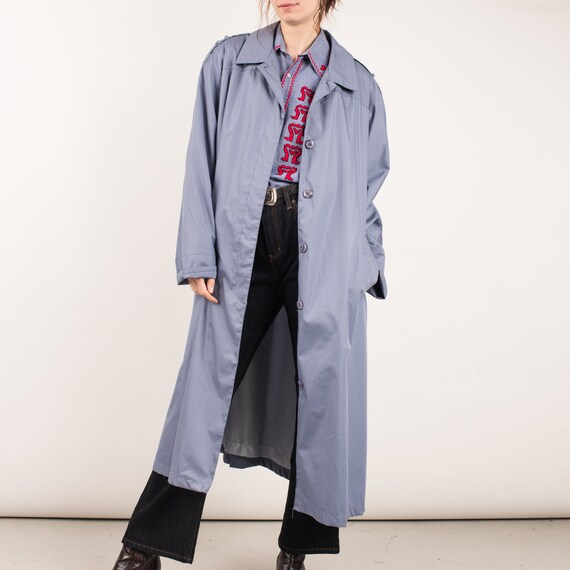 Vintage Lavender Blue Oversized Trench Coat - Lon… - image 4