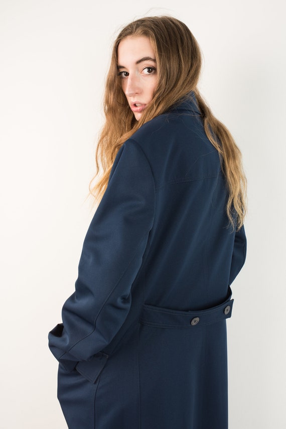 VINTAGE NAVY TRENCH Coat / 90s hipster jacket coa… - image 9