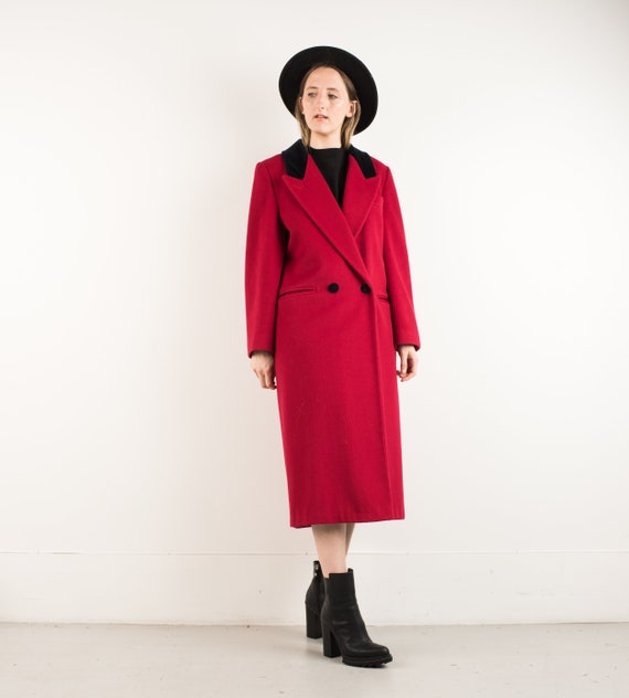 VINTAGE RED OVERSIZED Wool Coat / S M / hipster ja