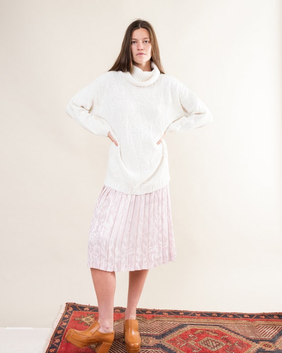 Vintage Oversized Cream Cowl Neck Sweater / S/M