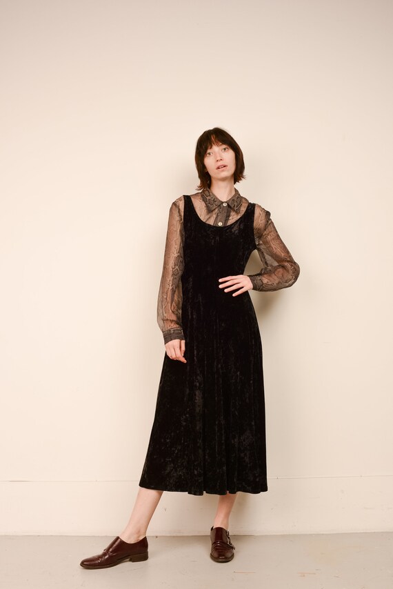 Vintage Velvet Bias Cut Sleeveless Dress / S