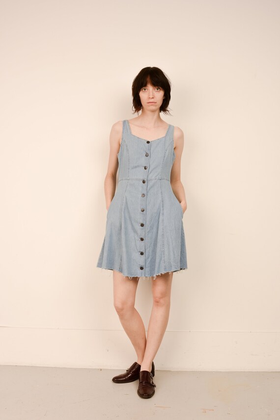 raw hem denim dress
