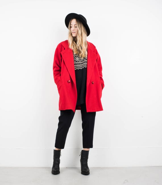AMAZING Vintage Red Oversized Wool Blazer / S / hi