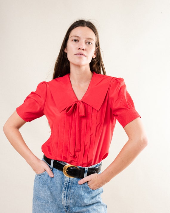 Vintage Red Sailor Blouse / S/M
