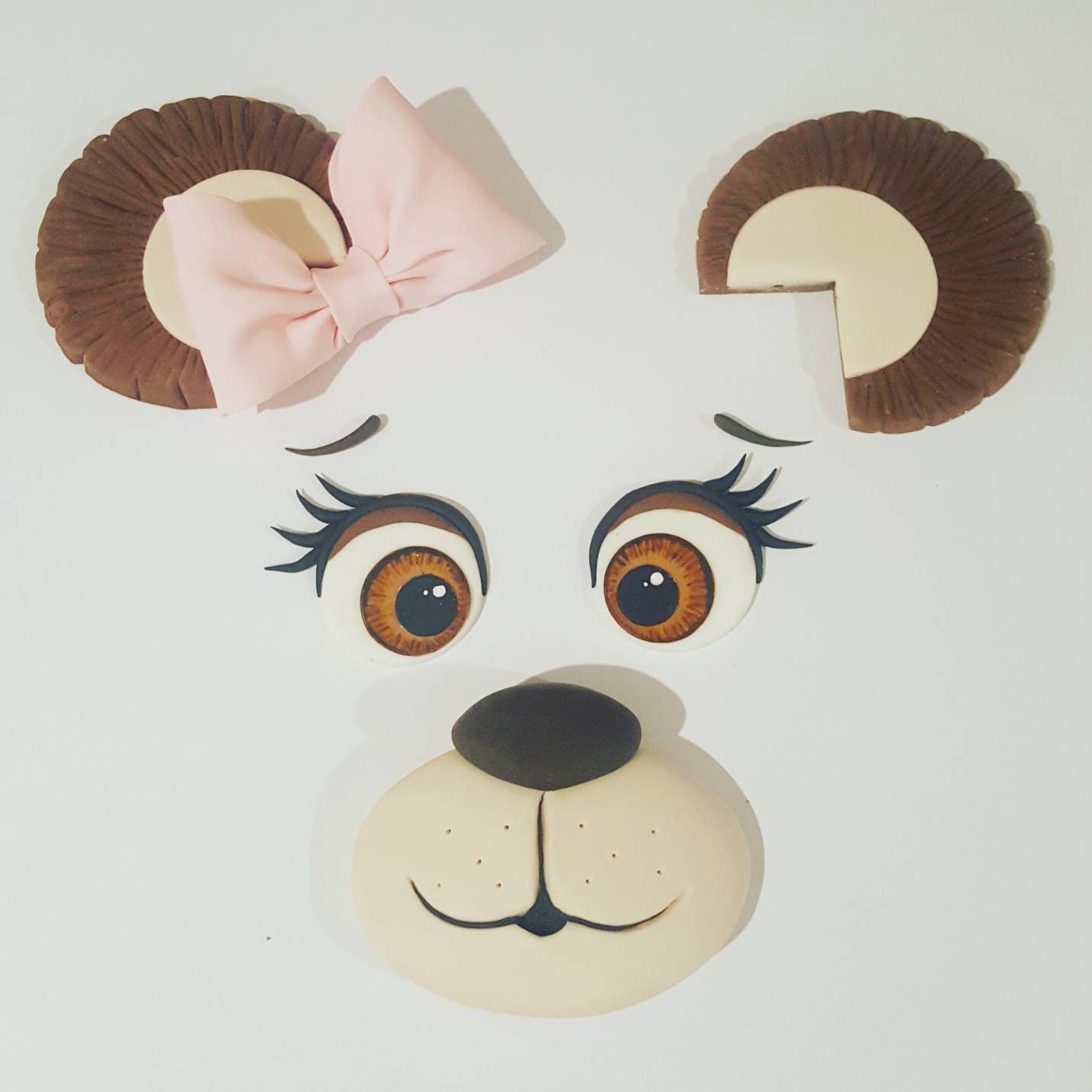 Teddy Bear Face Cake Topper Set Fondant